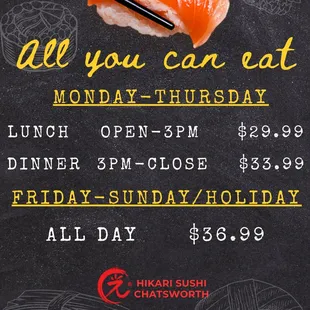 Our Regular All you can eat price