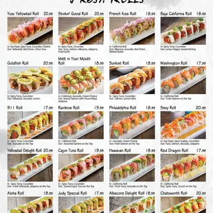 menu, sushi and sashimi
