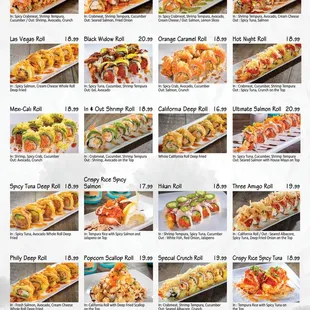 menu, sushi and sashimi