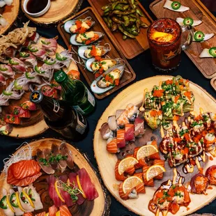 sushi, food, sashimi, sushi and sashimi
