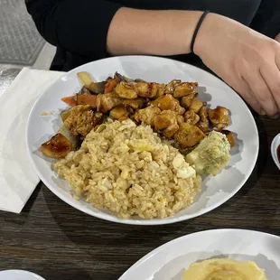 Sushi, hibachi dinner, veggie tempura