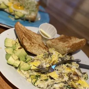 Three Breakfast 3 Egg Scramble with avocado