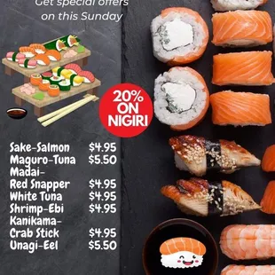 Sushi Day today?  20% off on Nigiri Sushi