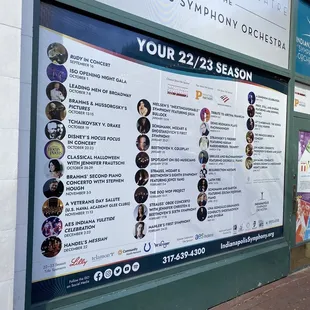 Symphony season performance schedule.