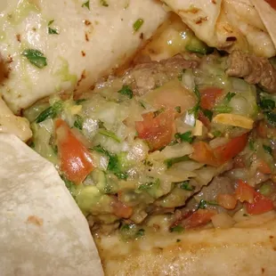 Inside a carne asada burrito