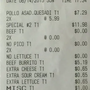 Notice all the extra charges for condiments and a $1 for some reason. They still got the order wrong when they gave it to me.