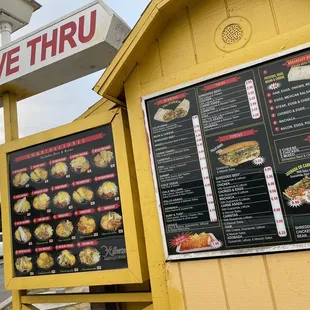 a menu for drive thru