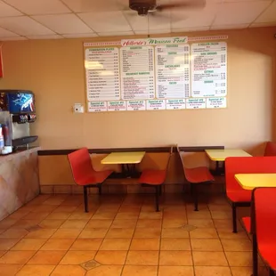 Dining room with menu