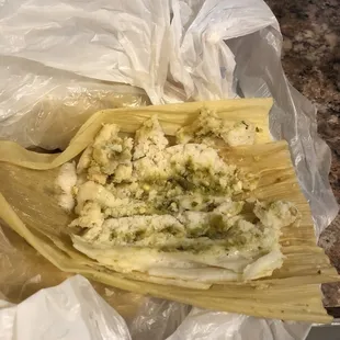 Green chile tamales with no meat