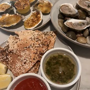 Oysters, broiled and fresh.