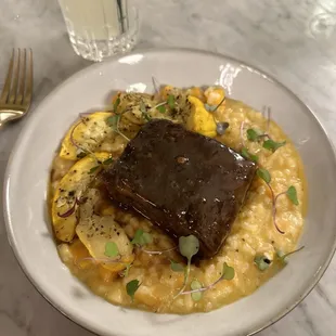 Braised short rib and squash risotto