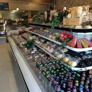 Tons of drinks and sandwiches