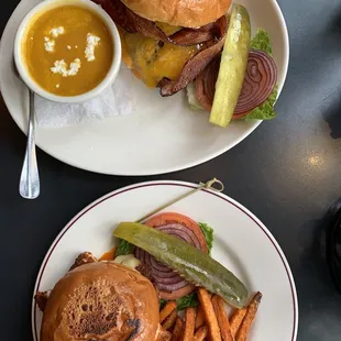 Top: Signature Grill House Burger Bottom: Buffalo Chicken Burger  Both $16.95