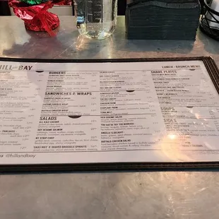 a menu on a table