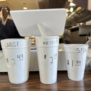 Drink prices.