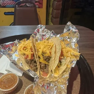 Mama&apos;s crispy beef tacos. 3 per order