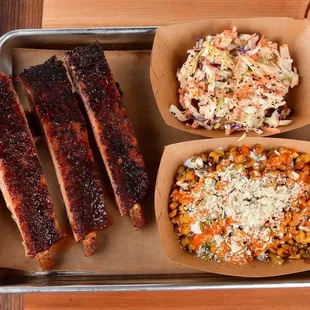ribs, coleslaw and coleslaw