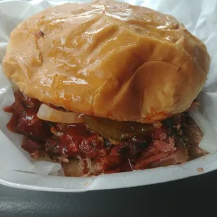 One damn good chopped brisket sammich..