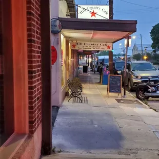 Outside...at 7 pm ish....they open at 6.