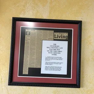 a framed copy of living magazine