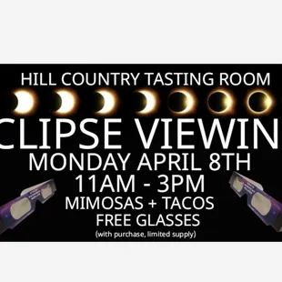Eclipse Viewing Monday April 8th!