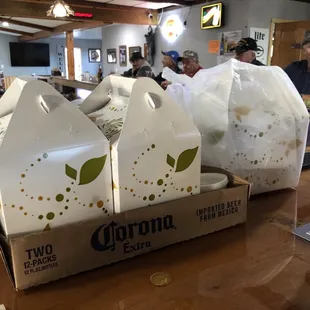 My Chicken meal a bucket of chicken and coleslaw and fries and bake potatoes lol