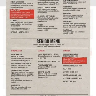 the menu of the restaurant