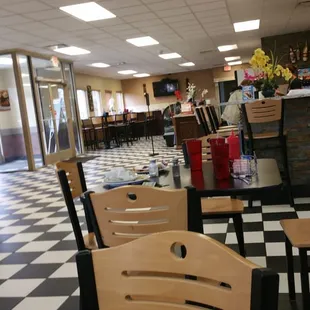 Dining room is an awkwardly huge open space.