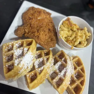 Chicken &amp; Waffles side of Mac &amp; Cheese