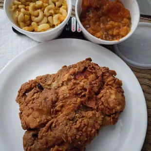 Fried Pork Chop, Mac &amp; Cheese and Candied Yams