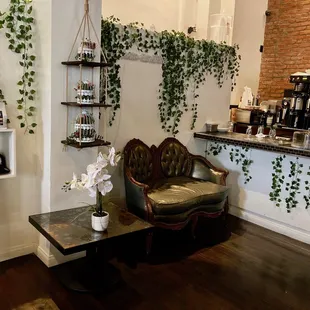 In a corner near the back.