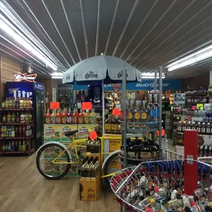 the inside of a liquor store