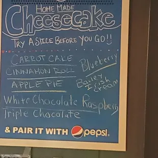 Cheesecake flavors for this visit.