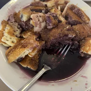 Blueberry stack with blueberry syrup