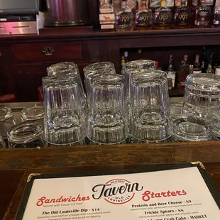 menu and glasses on the bar