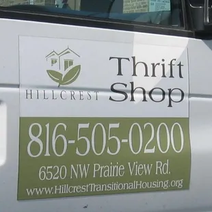 Sign on the side of their van