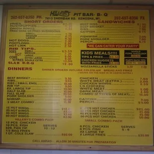 The menu - you're welcome!