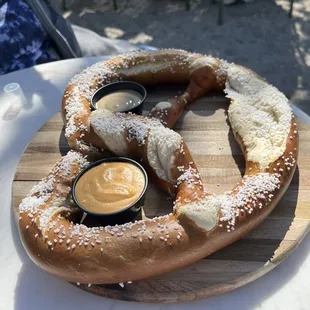 Pretzel is huge! Size of your head! Great mustard too.