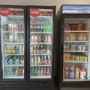 two coolers with drinks