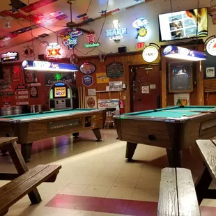 two coin op pool tables in this place.