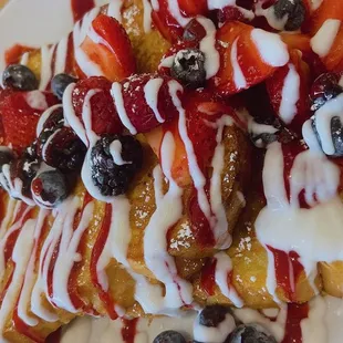 Very Berry French Toast - basically warmed up toast with berries and drizzle