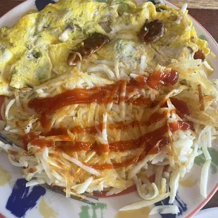 Avocado/Mushroom/Cheese/Bacon Omelette