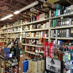 shelves of liquor