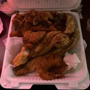 Undercooked oysters and raw batter!!