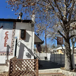 Modest little general store and cafe has about four parking spaces and a half-dozen tables (but also counter service)