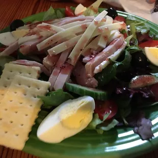 Salad with meat and cheese very good.