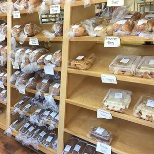 shelves of bread and pastries