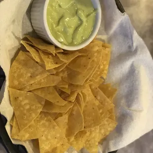 a bowl of guacamole and tortilla chips