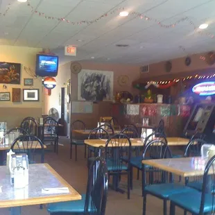 tables and chairs in a restaurant