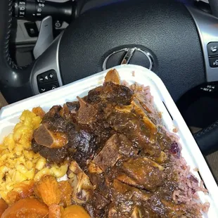 Oxtails with Mac &amp; Cheese and Candied Yams